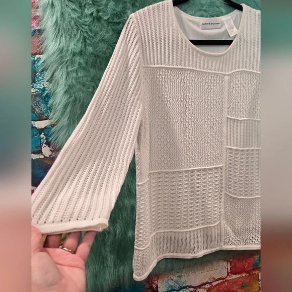 Alfred Dunner White Long Sleeve Cable Knit Sweater Size L - Picture 6 of 11